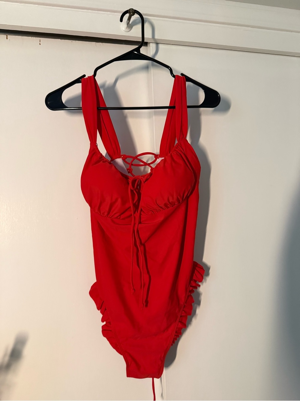 Women’s Red One-Piece Swimsuit with Front Tie
